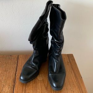 Santana Canada Rushed Black Leather Mid Calf Boots - size 9